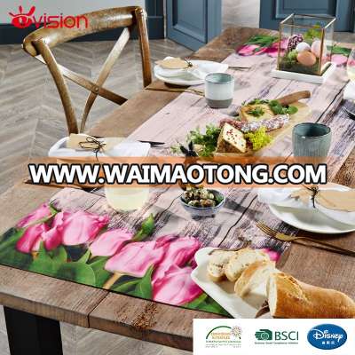 tulip digital print Table runner decoration ,mat place,four pcs set,BSCI factory