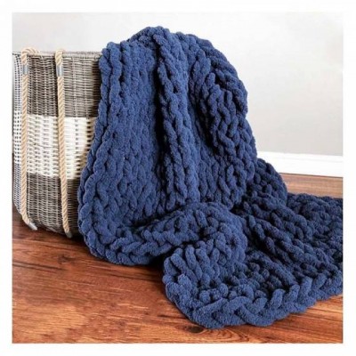 I@home Queen Size Giant Knitted Chunky Hand Knit Brush 100%polyester Yarn Dyed Blanket