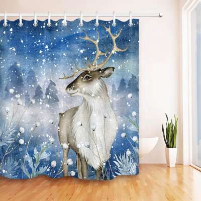 i@home Snow deer amazon 3d animal print polyester shower curtain waterproof