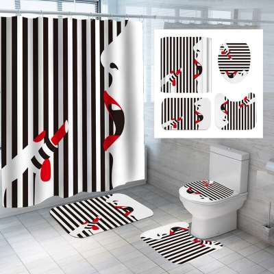 i@home personalized polyester fashionable women bathroom sets with shower curtain and rugs