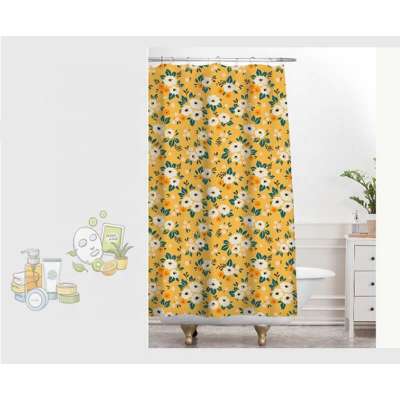 i@home pastoral little daisies polyester flower printed custom shower curtain bathroom