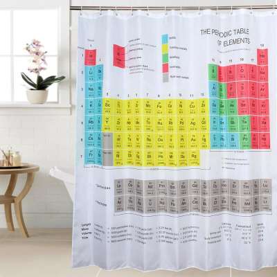 i@home Digital printing periodic table polyester shower curtain waterproof