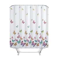 High Quality Butterfly Design Mildew Resistant Waterproof Eco Friendly Machine Washable Shower Bath Curtain for Bathroom