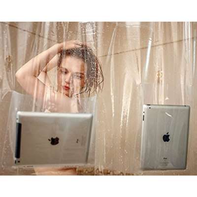 i@home Thick waterproof transparent eva shower curtain with pockets