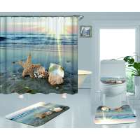 Custom Ocean Starfish Shower Curtain with Bathroom Pedestal Rug Lid Toilet Cover Bath