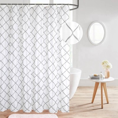 i@home modern polyester custom diamond weave white silver shower curtain waterproof